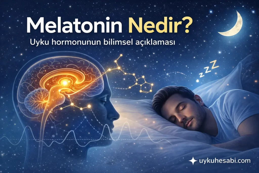 Melatonin hormonu ve uyku döngüsünü anlatan infografik